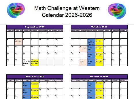 A screenshot of the program calendar